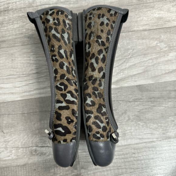 Vionic Spark Minna Calf Hair Leopard Print Cap Toe Ballet Flats Shoes No Insole - Picture 4 of 10